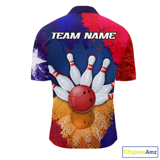 Custom Texas Flag Bowling Polo, 1/4 zip Shirts For Men, Patriotic Texas Bowling Team League Jerseys NQS11626