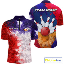 Load image into Gallery viewer, Custom Texas Flag Bowling Polo, 1/4 zip Shirts For Men, Patriotic Texas Bowling Team League Jerseys NQS11626