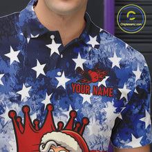 Load image into Gallery viewer, Custom American Flag Flame Funny Santa Christmas Bowling Shirts For Men, Bowling Team Jersey NQS11040