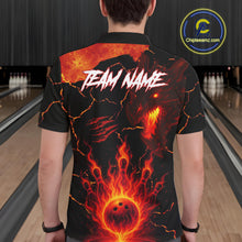 Load image into Gallery viewer, Dragon Flame Bowling Polo, Quarter Zip Shirts For Men Custom Dragon Bowling Team Jerseys NQS11049