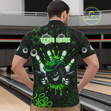 Load image into Gallery viewer, Funny Black and Green Bowling Cowboy gun Men bowling polo, 1/4 zip shirts Custom bowling team jersey NQS10658