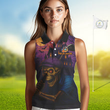 Load image into Gallery viewer, Funny Skull Halloween Sleeveless Golf Polo Shirts For Women Custom Halloween ladies golf top NQS10669