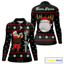 Load image into Gallery viewer, Funny Ugly Christmas pattern Santa Golf Polo Shirts For Women Custom best Ladies golf wear golf gifts NQS11067