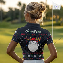 Load image into Gallery viewer, Funny Ugly Christmas pattern Santa Golf Polo Shirts For Women Custom best Ladies golf wear golf gifts NQS11067