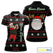 Load image into Gallery viewer, Funny Ugly Christmas pattern Santa Golf Polo Shirts For Women Custom best Ladies golf wear golf gifts NQS11067