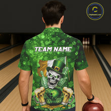 Load image into Gallery viewer, Custom Funny Skull Bowling and Beer Ireland Flag Green St Patrick Team Bowling Hawaiian shirts NQS11484