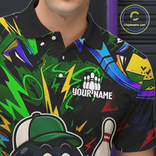 Load image into Gallery viewer, Green graffiti pattern Funny Bowling polo, quarter zip shirts for men custom Bowling team jerseys NQS11079
