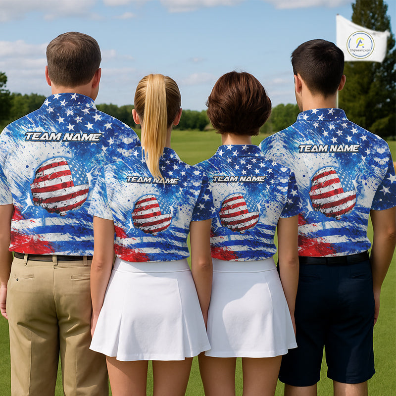 Red, White and Blue American Flag Golf Polo Shirts For Ladies Custom patriotic Team womens golf tops NQS11506