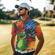 Load image into Gallery viewer, Custom Funny Colorful Graffiti Alligator Golf Polo Shirt For Men, Personalized best mens golf wear NQS10736