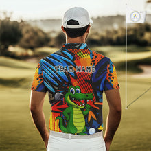 Load image into Gallery viewer, Custom Funny Colorful Graffiti Alligator Golf Polo Shirt For Men, Personalized best mens golf wear NQS10736
