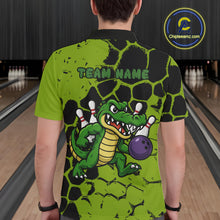 Load image into Gallery viewer, Black and Green Funny Alligator Bowling shirts for Men, Alligator Bowling Team Jersey NQS10739