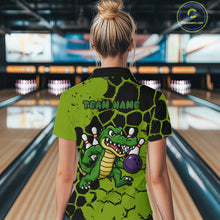 Load image into Gallery viewer, Black and Green Funny Alligator Bowling shirts for Women, Alligator Bowling Team Jersey NQS10739