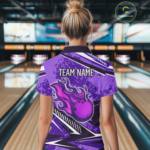 Load image into Gallery viewer, Purple Camo Flame Bowling Shirts For Women Custom Bowling Team Jerseys NQS10754