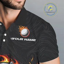 Load image into Gallery viewer, Funny Angry Golf Ball Golf Polo Shirts For Men Custom Black and Orange Flame mens golf apparel NQS11684