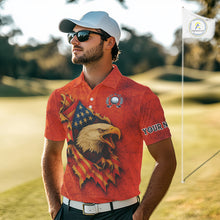 Load image into Gallery viewer, American Flag Eagle Orange spider web Halloween Golf Polo Shirt For Men Custom mens golf outfit NQS10774