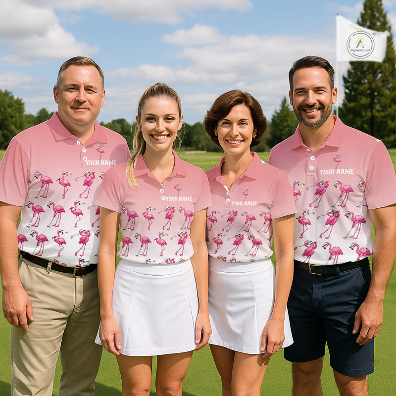 Funny Pink Flamingo Golf polo shirt for Women custom Flamingo golfer pattern golf shirts NQS11714