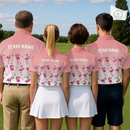 Funny Pink Flamingo Golf polo shirt for Women custom Flamingo golfer pattern golf shirts NQS11714
