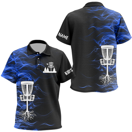 Blue smoke black Kid disc golf polo Shirts custom team disc golf basket Kids Disc golf jerseys NQS8942