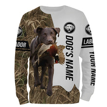 Load image into Gallery viewer, Pheasant Hunting with Chocolate Labrador Retriever Dog Custom Name Camo Full Printing Shirts, Chocolate Lab Best Hunting Dog FSD2677