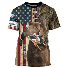 Load image into Gallery viewer, Chocolate Labrador Retriever Hunting Bird Dog Duck Hunter American flag full printing shirt, Hoodie FSD3264