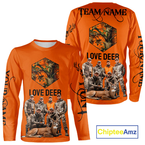Deer Hunting Orange Hoodie, Long Sleeve Shirt Custom Name, Team Name Gift For Hunter NHT05
