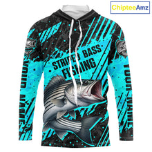 Load image into Gallery viewer, Personalized Striped Bass Performance Fishing Shirts Long Sleeve Hooded, Bass Fishing Jerseys NHT517