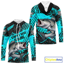 Load image into Gallery viewer, Personalized Striped Bass Performance Fishing Shirts Long Sleeve Hooded, Bass Fishing Jerseys NHT517