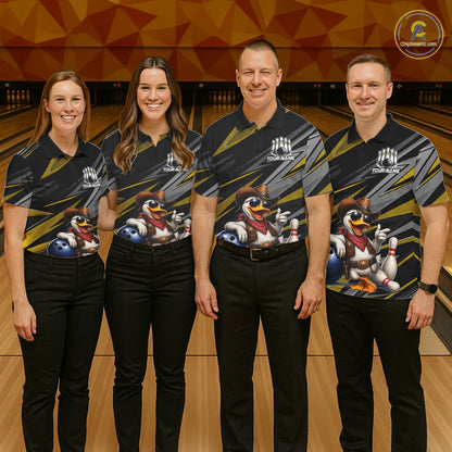 Personalized Team Jersey Men's Custom Cowboy Duck Bowling Polo & 1/4 Zip Shirt |Yellow NHT1207