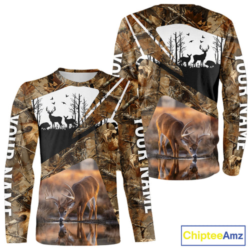 Deer Hunting 3D All Over Print Shirt Personalized Brown Fall Season Camo Hunting Clothes NHT204