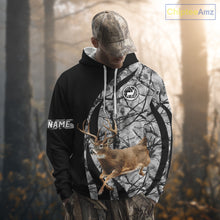 Load image into Gallery viewer, Deer Jumping Hunting 3D Black Gray Camo Custom Name All Over Print Shirt Hunting Shirts NHT206