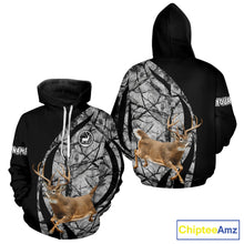 Load image into Gallery viewer, Deer Jumping Hunting 3D Black Gray Camo Custom Name All Over Print Shirt Hunting Shirts NHT206