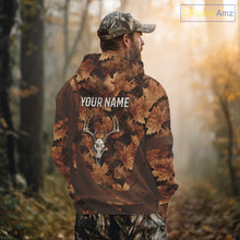 Load image into Gallery viewer, Skull Deer Hunting 3D Brown Camo Autumn Custom Name All Over Print Shirt Hunting Clothes NHT207