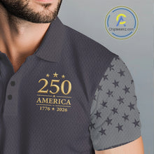 Load image into Gallery viewer, Black &amp; Gold American Flag Mens Golf Polo Shirts, Golf Gifts For Team NHT887