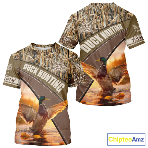 Mallard Duck Hunting Shirt Camo Custom Name Hunting Clothes For Hunters Best Gift NHT114
