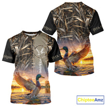 Load image into Gallery viewer, Mallard Duck Hunting Shirt Waterfowl Camo Custom Name Shirts, Personalized Hunting Clothes NHT116