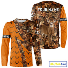 Load image into Gallery viewer, Whitetail Deer Hunting Orange and Autumn Camo Shirts, Personalized Hunting Shirt NHT212