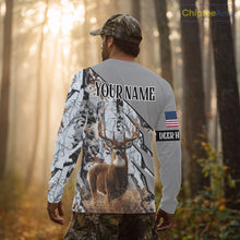Load image into Gallery viewer, Snowfall Deer Hunting 3D All Over Print Winter Camo Shirt Custom Name For Big Game Hunters NHT214