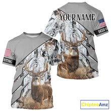 Load image into Gallery viewer, Snowfall Deer Hunting 3D All Over Print Winter Camo Shirt Custom Name For Big Game Hunters NHT214