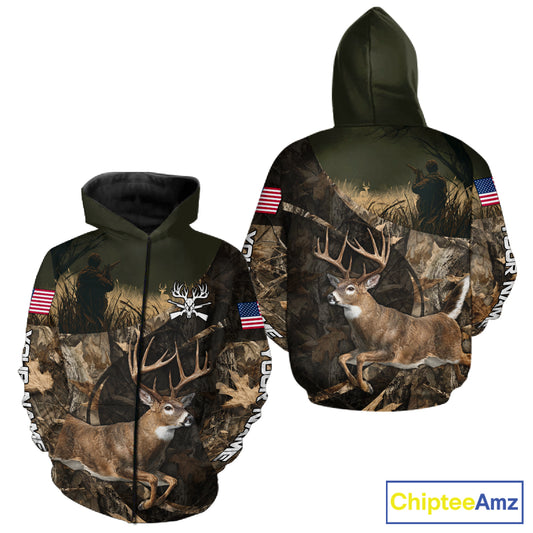 Whitetail Deer Hunting Shirt, Best Gifts for Deer Hunters, Hunting Hoodie For Men NHT351