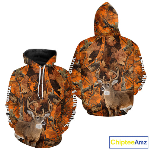 Unisex 3D Deer Hunting Orange Camo Shirt, Whitetail Deer Hunting Shirt For Deer Hunters NHT221