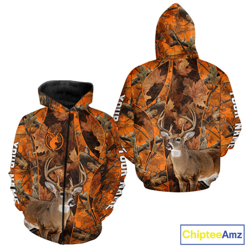 Unisex 3D Deer Hunting Orange Camo Shirt, Whitetail Deer Hunting Shirt For Deer Hunters NHT221