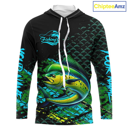 Mahi Mahi Fishing Custom 3D UV Protection Fishing Shirt, Mahi Mahi Long Sleeve Fishing Shirt NHT409