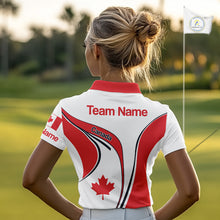 Load image into Gallery viewer, Personalized White And Red Canada Flag Womens Golf Polo Shirt, Patriotic Gifts For Golf Lover  NHT735