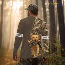 Load image into Gallery viewer, Duck Hunting Brown Camo Shirt with Yellow Lab – All Over Print Design, Gift for Hunters NHT228