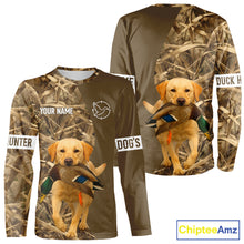 Load image into Gallery viewer, Duck Hunting Brown Camo Shirt with Yellow Lab – All Over Print Design, Gift for Hunters NHT228