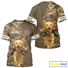 Load image into Gallery viewer, Duck Hunting Brown Camo Shirt with Yellow Lab – All Over Print Design, Gift for Hunters NHT228