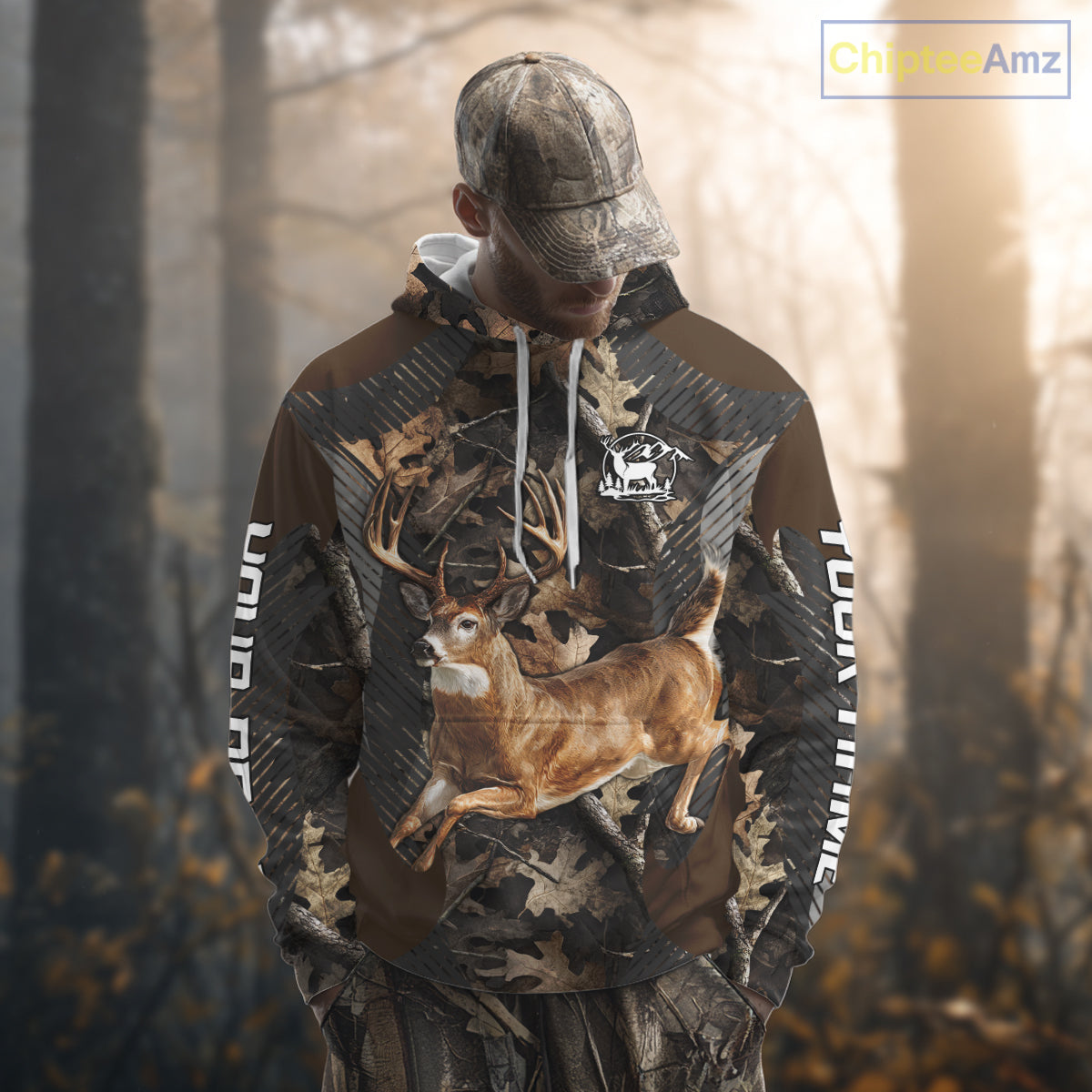 Whitetail Deer Jumping 3D All Over Print Shirts, Gift for Deer Hunters Men, Hunting Hoodie NHT355