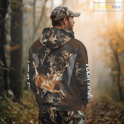 Whitetail Deer Jumping 3D All Over Print Shirts, Gift for Deer Hunters Men, Hunting Hoodie NHT355