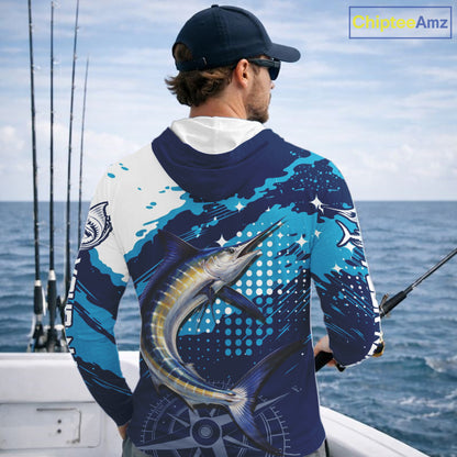 Custom Marlin Long Sleeve Fishing Shirts For Men, Design Marlin Fishing Jerseys NHT466