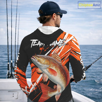 Personalized Redfish Fishing Tournament, Red Drum Saltwater Fishing Shirts Long Sleeve Hooded NHT467